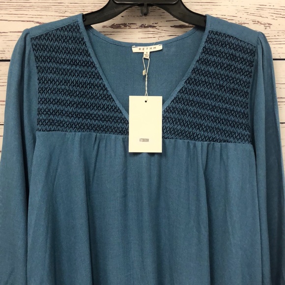 RETHM cornflower “denim” blue peasant top - Picture 2 of 5